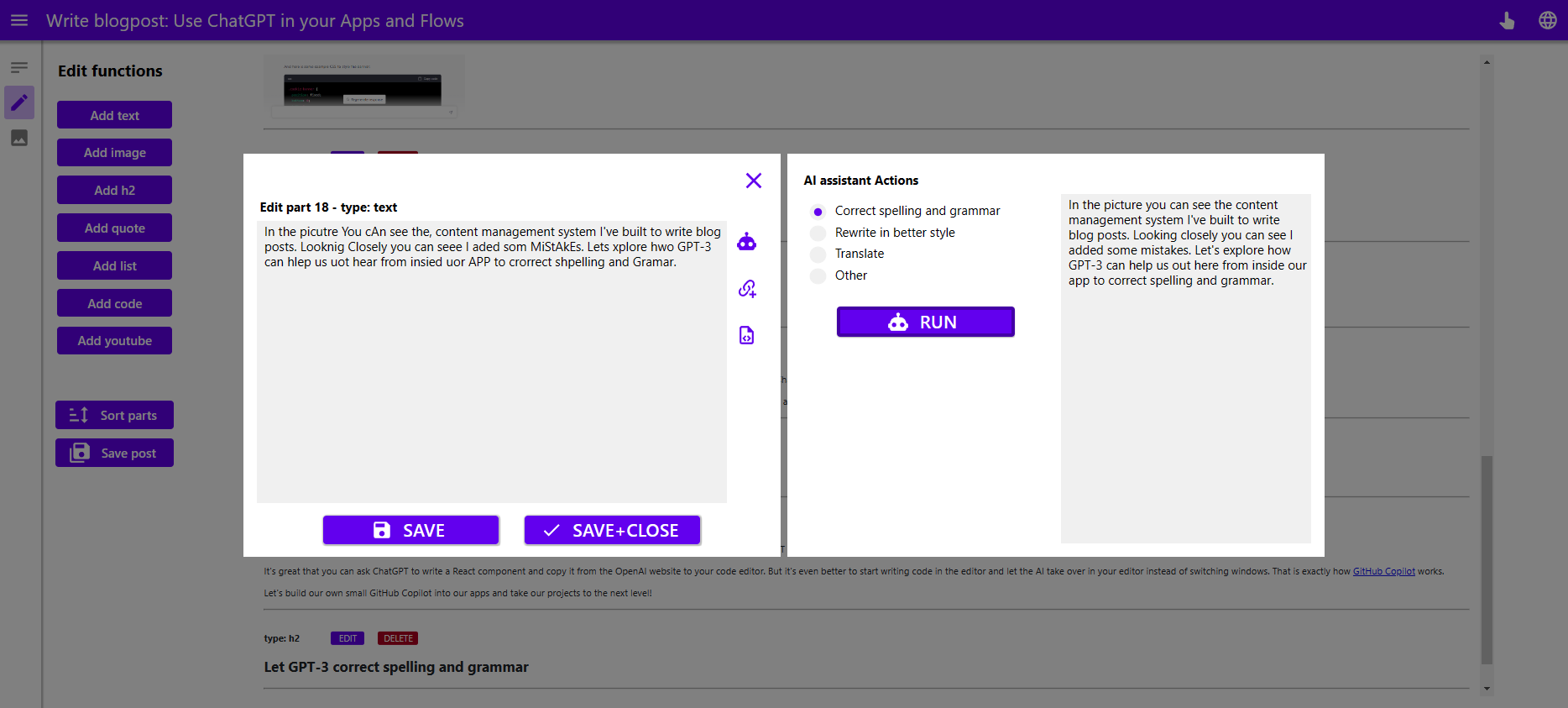 Self developed Power Apps content management system I use to write these blog posts