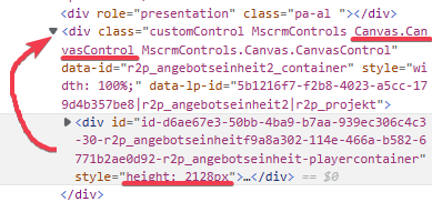 The parent div has some unique classes that should only target an embedded Canvas App